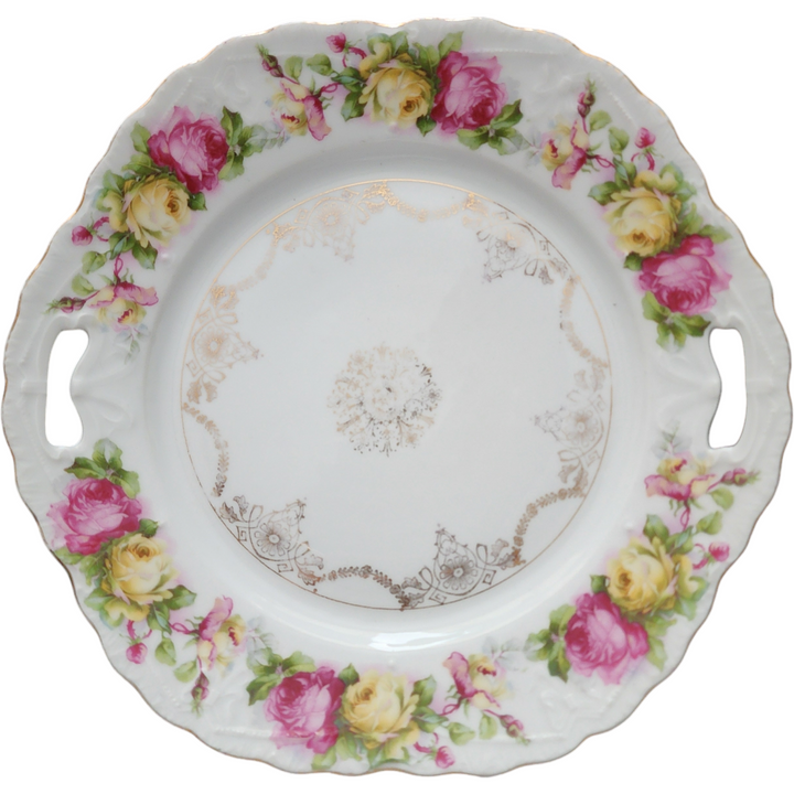 Rosenthal Flowers Scalloped Handled Cake Plate