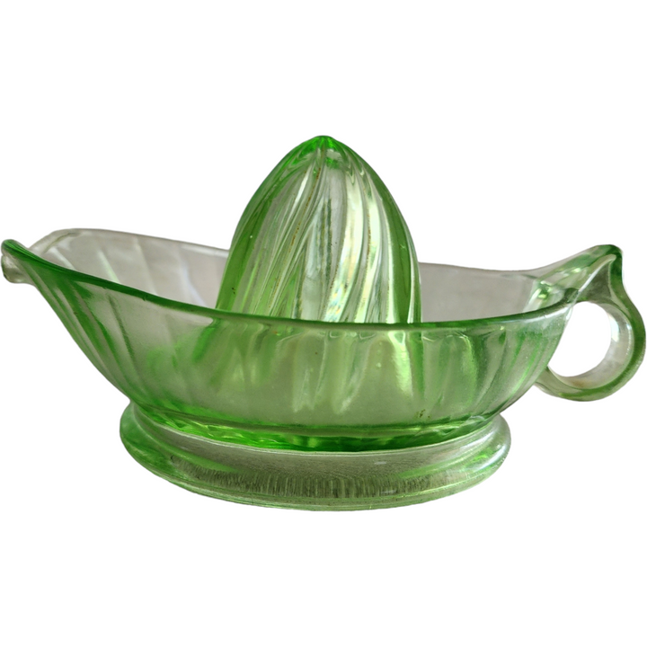 Anchor Hocking Lime Green Vaseline Uranium Glass Juicer Reamer For Oranges