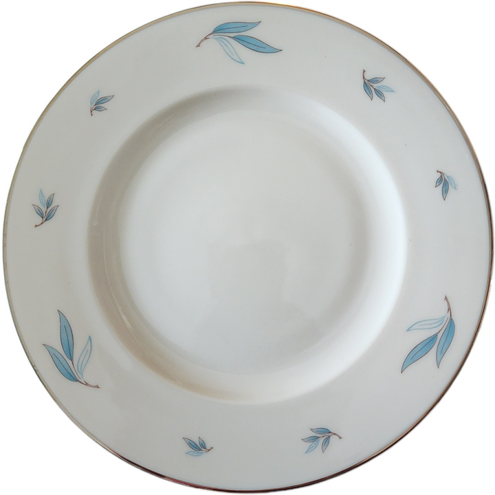 Syracuse Celeste Carolina Blue Leaves On White Rim Salad Plate