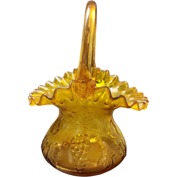 Kanawha Amber Grape Pressed Glass Double Crimped Basket