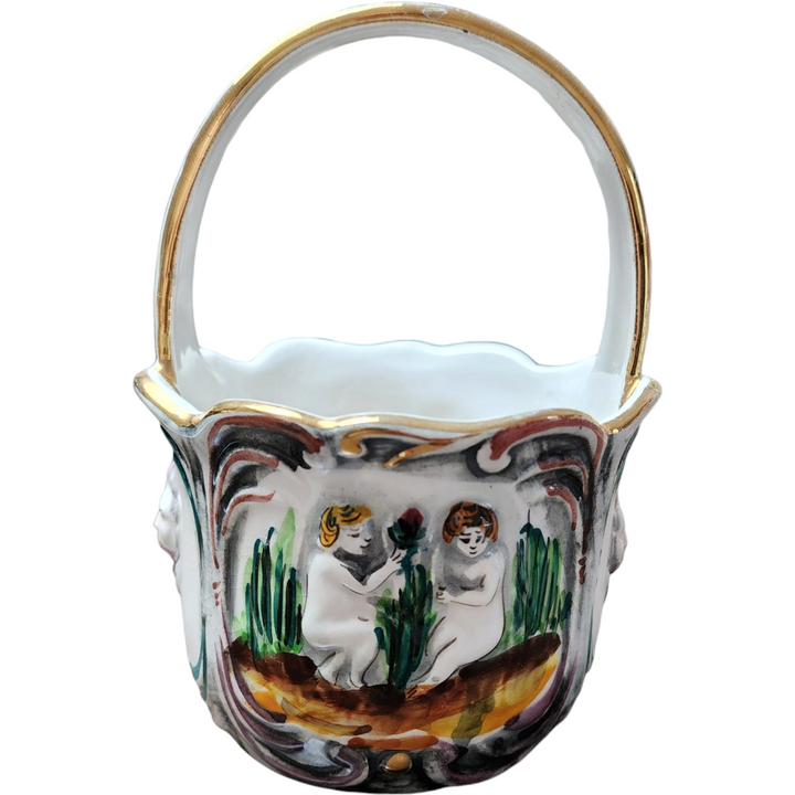 Pereiras Valado Delightful Vintage Porcelain Basket Portugal