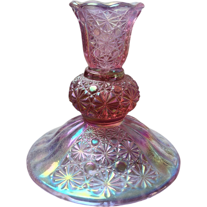 4" Fenton Art Glass Dusty Rose Carnival Single Light Candlestick