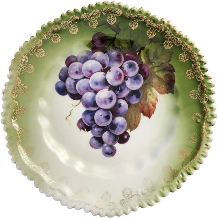 9" Z.S. & Co Bavaria Hand Painted Purple Grape Gold Trim Plate