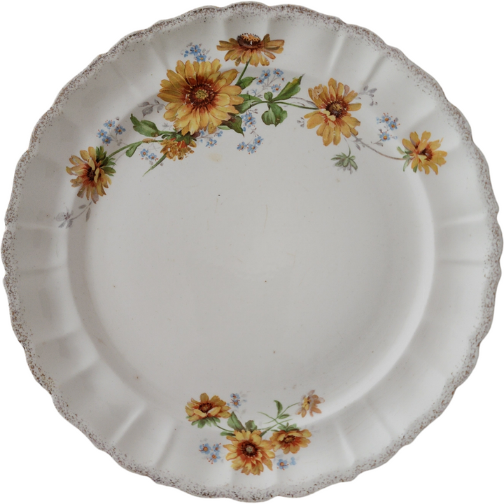 Thompson Trent Yellow Flowers Brushed Gold Trim Dinner Plate