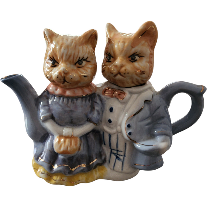 Classics Figural Kitty Cats in Suits Ceramic Teapot