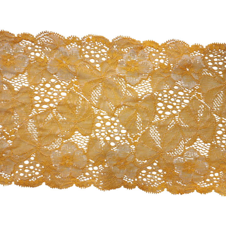Vintage Yellow Floral Lace Trim - 6 Inches Wide Buy the Piece 3-1/8 Yards