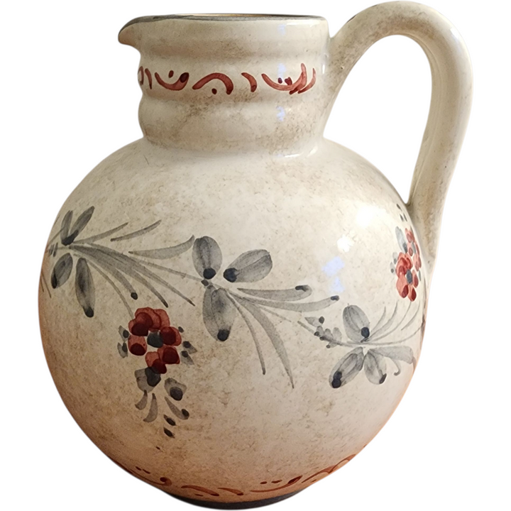 Vintage Deruta Italian Hand Painted Ceramic Pitcher Floral Majolica Pottery Jug