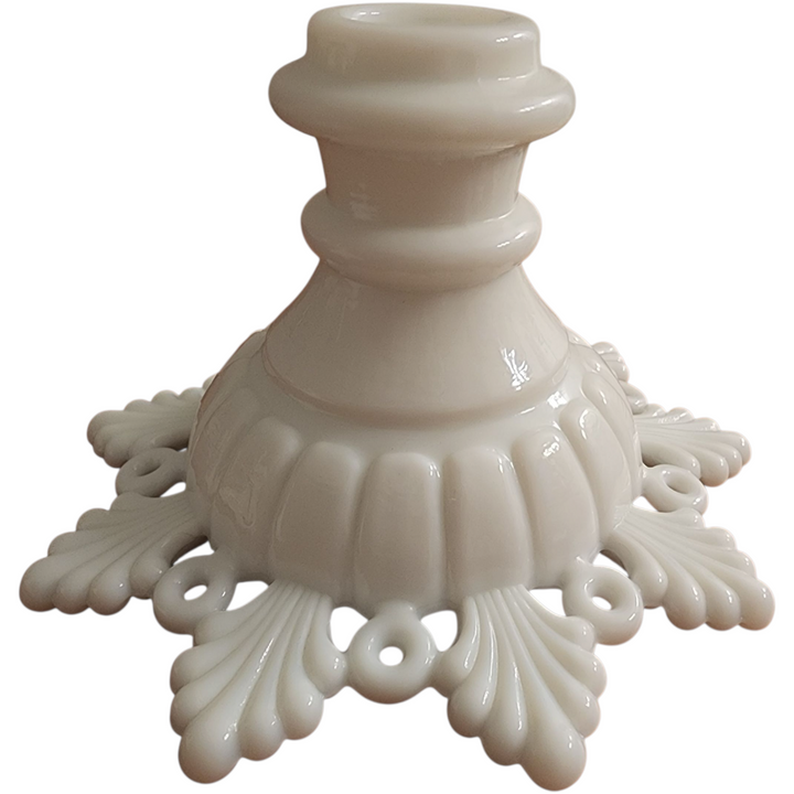 Westmoreland Ring and Petal Milk Glass Single Light Candlestick