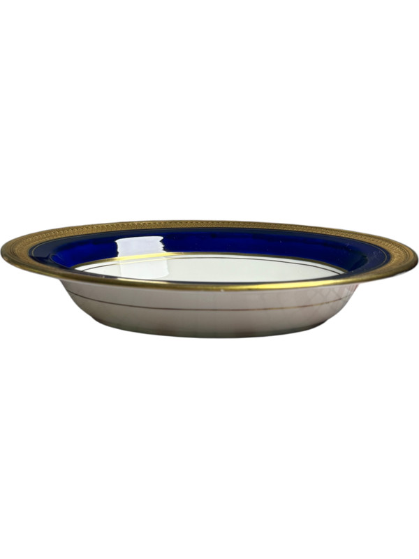 Aynsley England Buckingham Cobalt Blue & Gold 10" Oval Vegetable Bowl Bone China