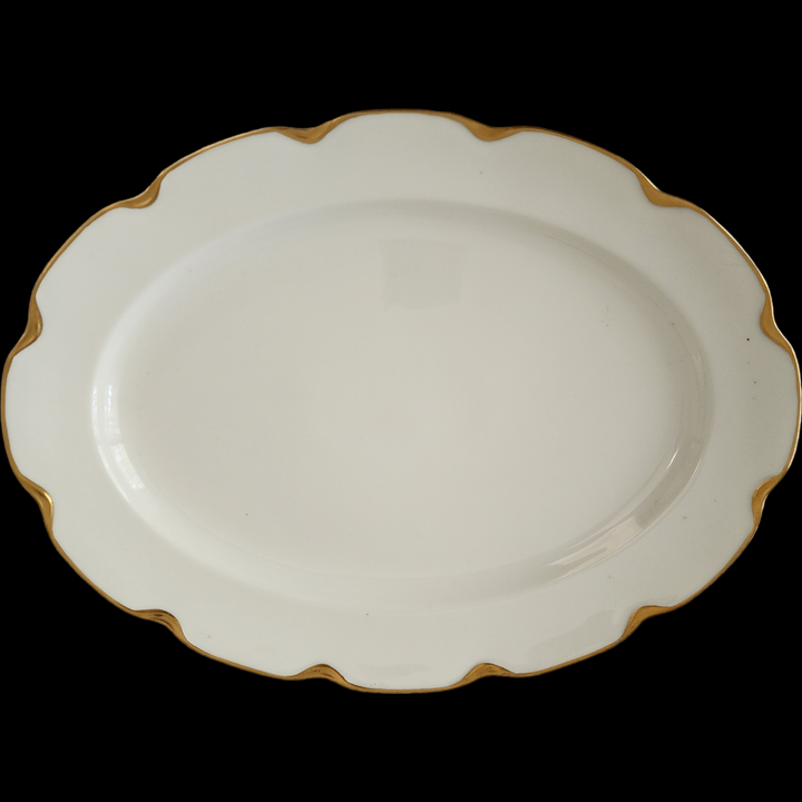 Haviland Silver Anniversary Oval Serving Platter Limoges France 16" White Porcelain with Gold Trim