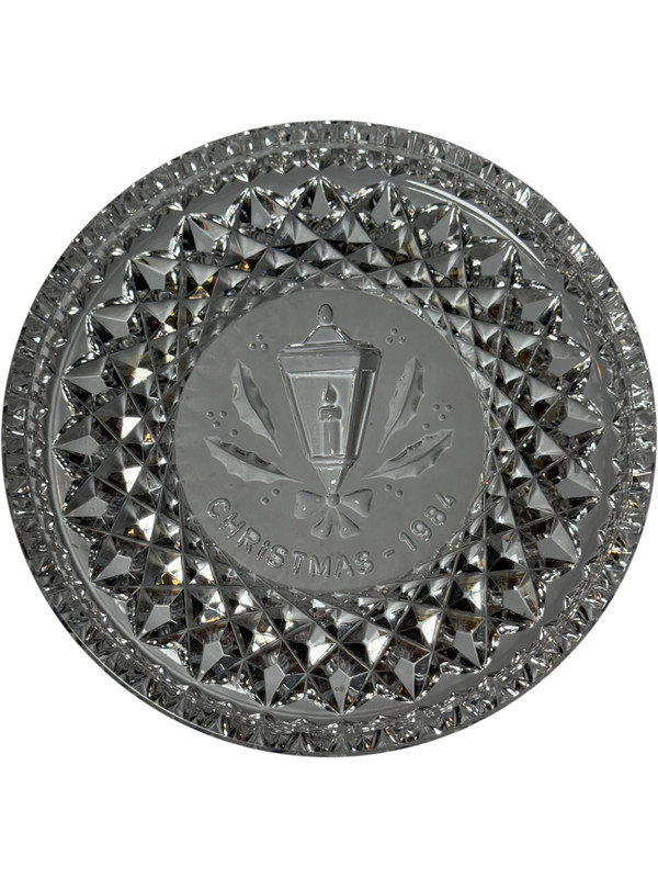 Vintage Waterford Crystal Holly Lamp Christmas Plate 1984Twelve Days of Christmas Series No Box