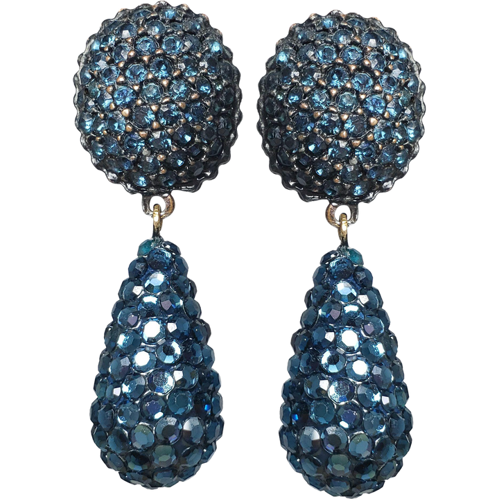 Vintage Swarovski Crystals Dangle Clip On Earrings