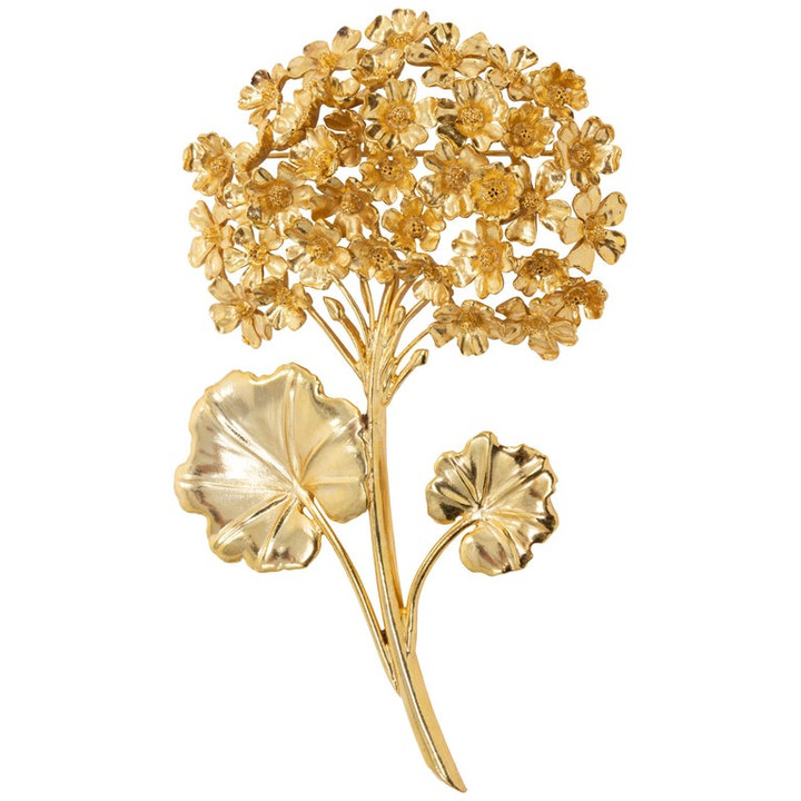 Oscar de la Renta Painted Gold Geranium Bouquet Floral Gold Pin Brooch