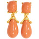 Kenneth Jay Lane Gold Coral Square Top Drop Clip On Earrings, KJL, Contemporary