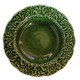 9" OLFAIRE PORTUGAL Green Majolica Raised Cabbage Leaf Rim Individual Pasta Bowl