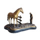 Antique Solid Bronze Sculpture Horse and Golf Player on Marble Base