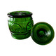 WHEATON Bullseye Green, Panels & Dots Sugar Bowl & Lid