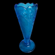  6" Smith Glass Vintage Blue Beaded Scrolls Bud Vase