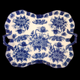 12" Cracker Barrel Blue And White Handled Tray