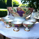 Limoges Punch Bowl with Pedestal Plinth and 8 Handled Cups