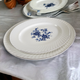 14" Wedgwood Royal Blue Floral Center Swirled Rim Oval Serving Platter