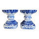 Vintage Porcelain Blue & White Candlestick Holders Set of Two