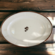  14" Anthony Shaw Tea Leaf Copper Band White Ironstone Oval Serving Platter