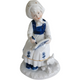 6" Vintage Girl Writing in Book Blue & White Porcelain Figurine Japan