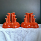 Homer Laughlin Limited Edition Fiesta Poppy Red Pyramid Candle Holder Candlestick Set 545/600