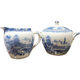  Allerton's Chinese Blue Sugar Bowl & Lid and Creamer Englang