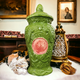 13" Large Green Porcelain Lidded Jar Urn