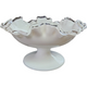 Fenton Silver Crest Clear Crimped On Milk Glass Round Compote Bowl