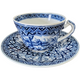 Kangxi Blue and White Asian Scene Porcelain Demitasse Sizing Cup and Saucer Set