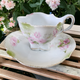 Antique RS Prussia Hand Painted Flowers Porcelain Demitasse Footed Cup and Saucer Set