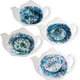 Green Blue Speckle Ceramic Tea Bag Holders Set of 4