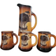 Taylor Smith & Taylor Pitcher & 3 Mugs With Terrier Dog