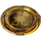 Vintage Golden Retriever Dog  Amber Pressed Glass 8" Ashtray