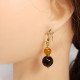 Russian Orange Baltic Amber Bead Dangling Earrings in Gold, Early to Mid 1900s