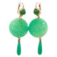 Kenneth Jay Lane Jade Drop Wire Earrings in Gold, Green, Couture Collection