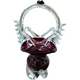 Hand Blown Deep Burgundy and Clear Glass Basket with Intricate Handle