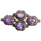 12K Gold Filled Victorian Style Cultured Pearl and Amethyst Colored Glass Crystal Brooch Pin