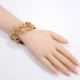 Oscar de la Renta Tropical Leaf Hinged Cuff Bracelet, Clear Crystals, in Gold