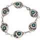 Native American Bear Claw Sterling Silver and Turquoise Link Bracelet