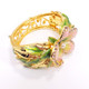 Jay Strongwater “Spring Blossom” Enamel and Crystal Green Flower Bracelet