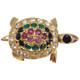 Pave Gemstone Vermeil Turtle Brooch/Pin/Pendant Genuine Rubies Emeralds Sapphire