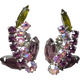 Juliana DeLizza & Elster Large Amethyst Leaf in Silver Clip On Earrings