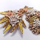 Florenza Harvest Stalk and Flower Bouquet Pin Brooch and Clip On Earrings, Enamel and Crystals