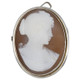 Antique Shell White and Cinnamon Cameo in Silver Bezel, Brooch Pin and Pendant