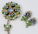 Juliana DeLizza & Elster Polka Dot Bead Brooch and Clip On Earrings, Green