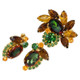 Juliana DeLizza & Elster Watermelon Crystal Brooch and Clip On Earrings